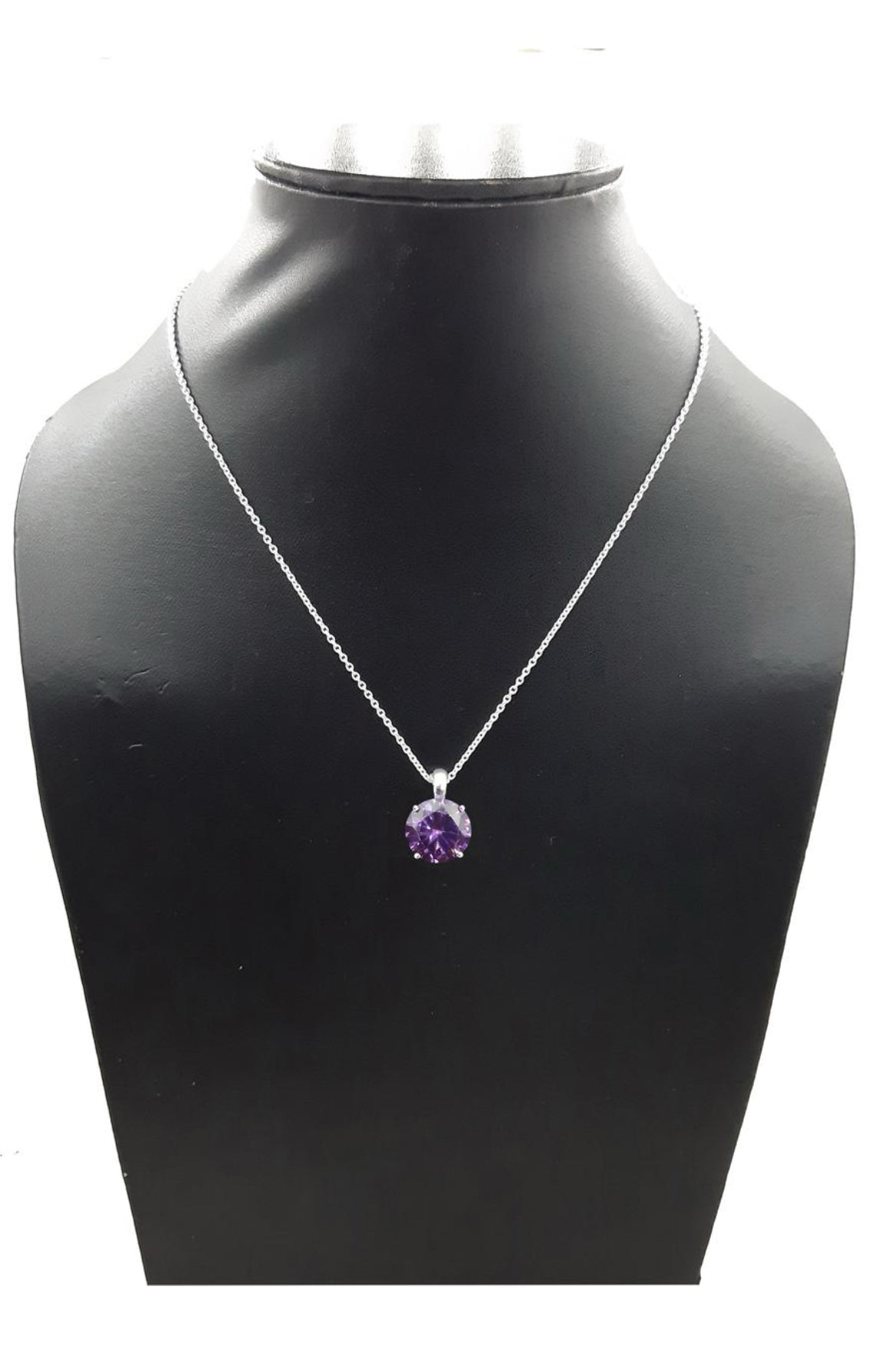 925 Sterling Silver Blue Round Cubic Zirconia Pendant Necklace
