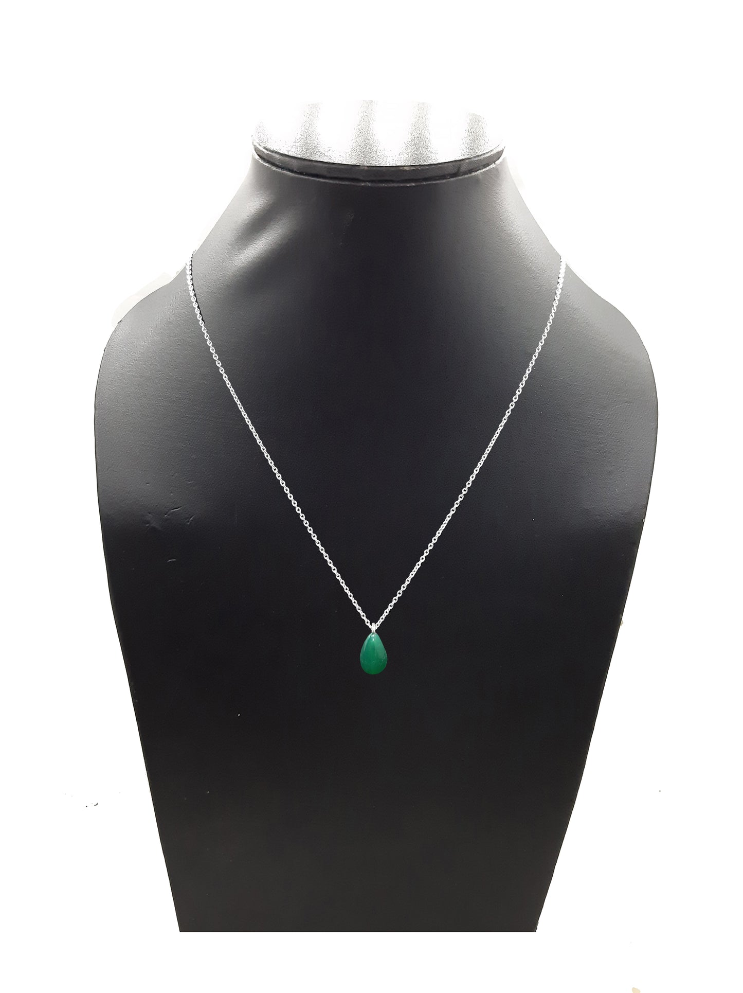 925 Sterling Silver Green Onyx Teardrop Necklace for Women | Arts on Way