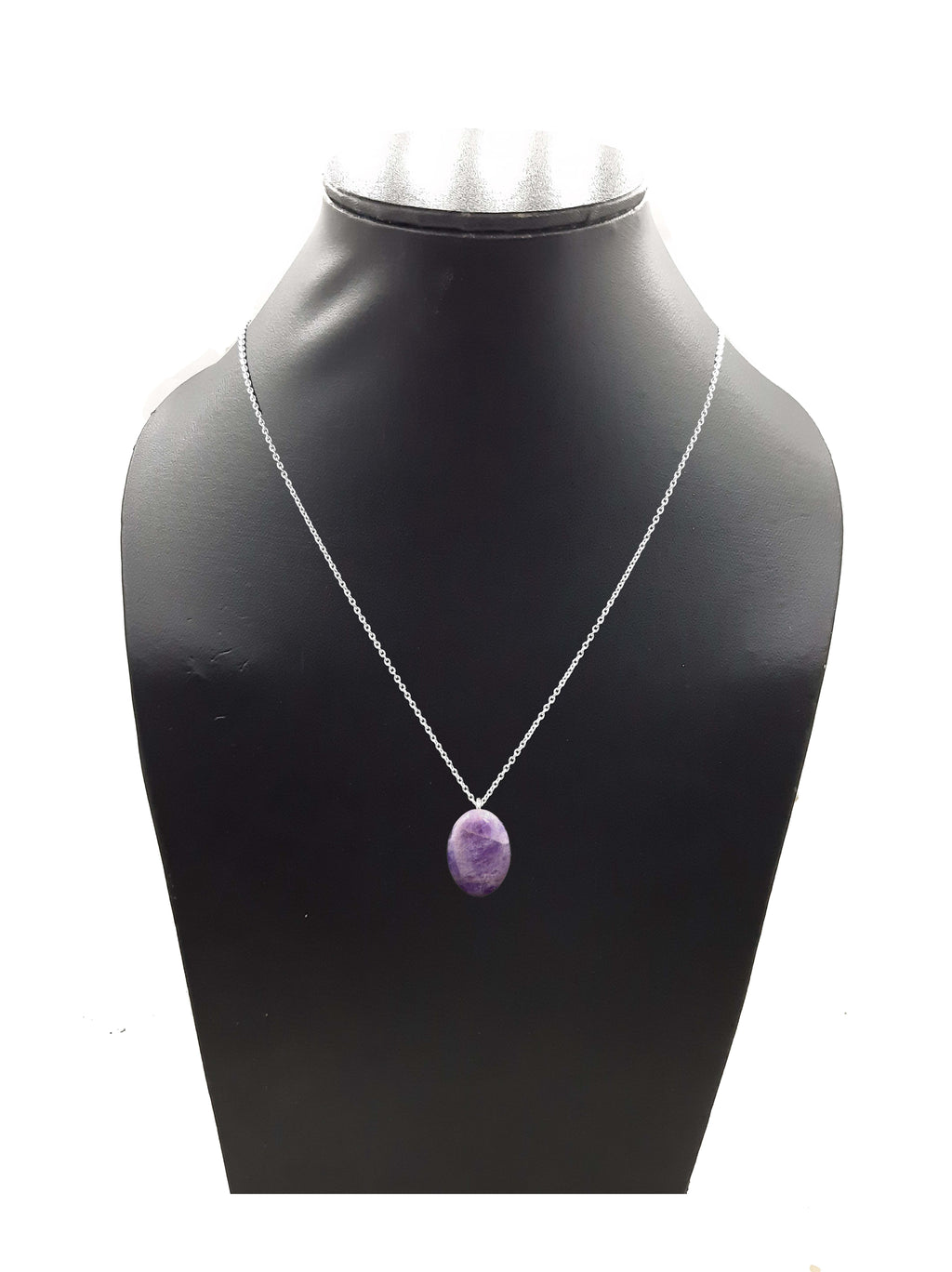 925 Sterling Silver Chain with Authentic Amethyst Stone Pendant – Oval Purple Crystal Necklace