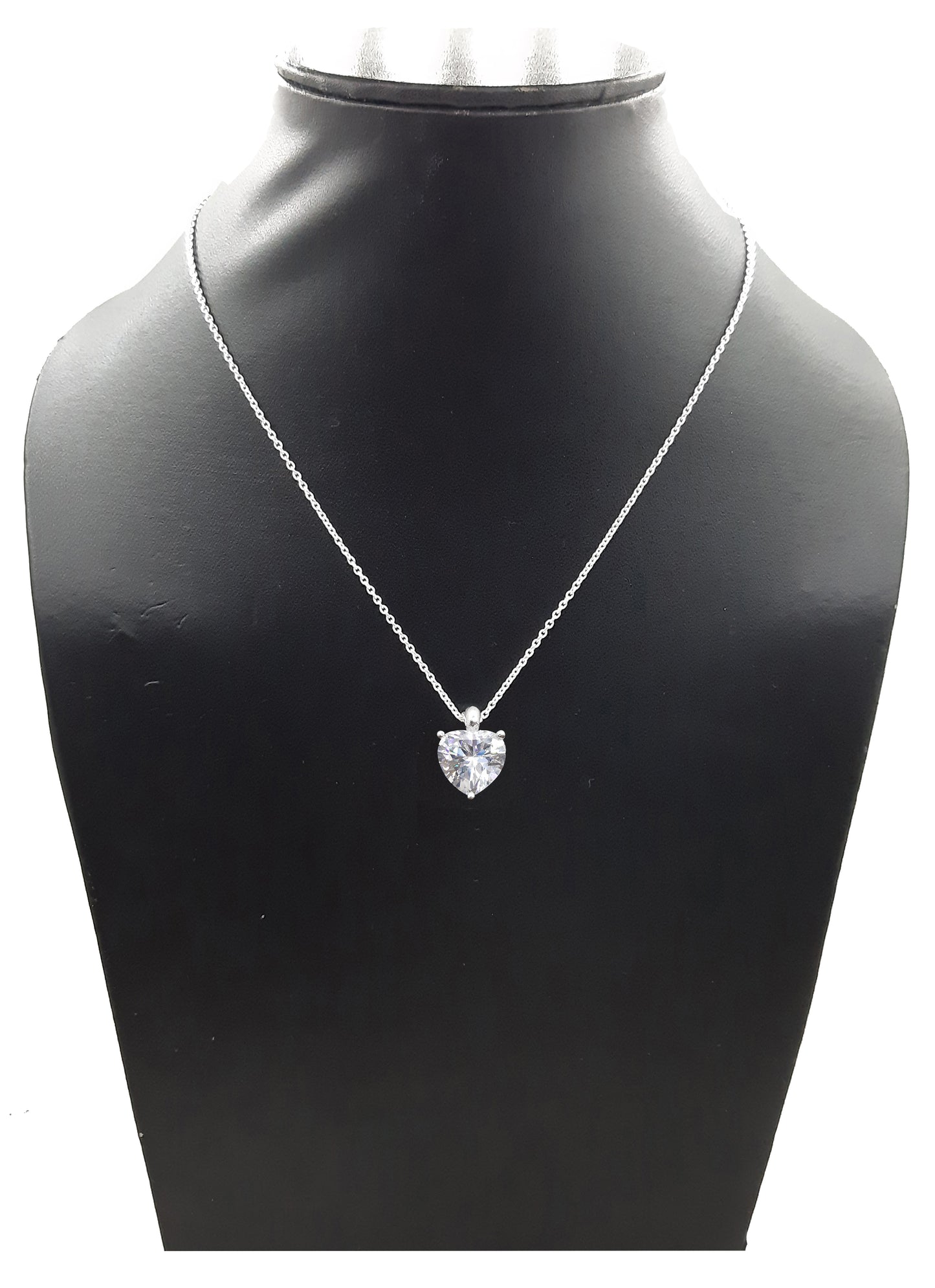925 Sterling Silver Heart Pendant Necklace with White Cubic Zirconia